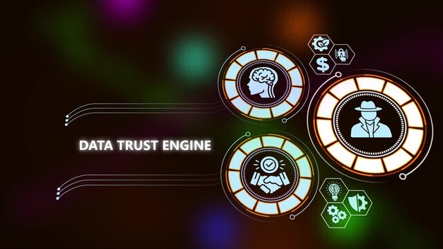Data trust engine: digital security and privacy concept animation