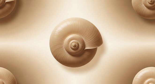 Close up of a spiral seashell pattern on a textured background.