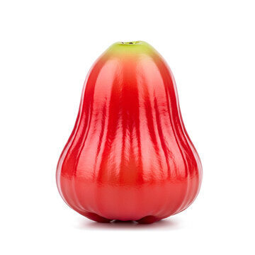 Vibrant red rose apple fruit isolated on white background 2.