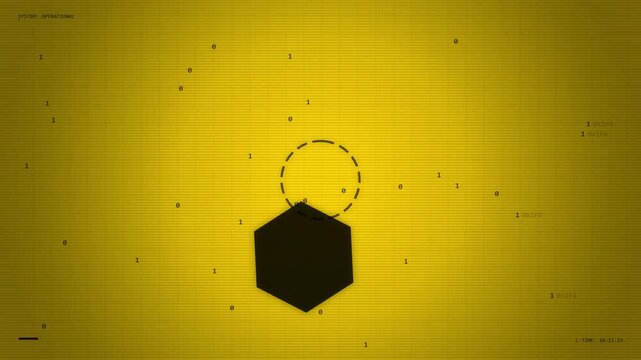 Abstract digital background with floating binary code and polygon shape