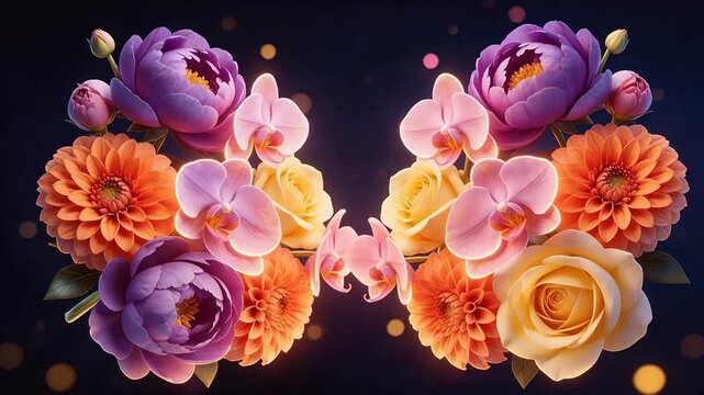 Colorful floral arrangement with glowing effect