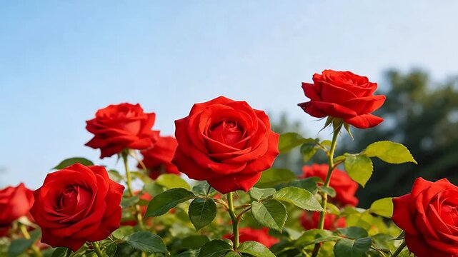 Red roses in bloom