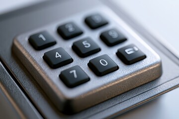 Obraz premium Close-up shot of a modern metallic keypad with illuminated numbers for security and access systems.