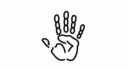 Fototapeta premium A stark black outline of a handprint on a white background