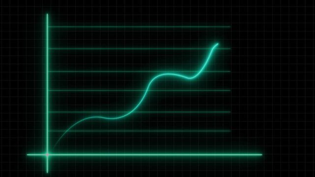 Neon finance progress bar plotted line showing companies growth.Business graph growing arrow. Business success glowing abstract concept.