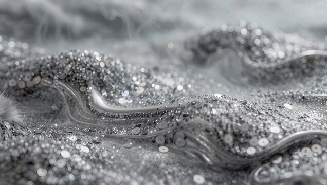 Sparkling Silver Fabric Waves with Shimmering Sequins