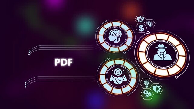 Digital pdf document security and data protection concept animation