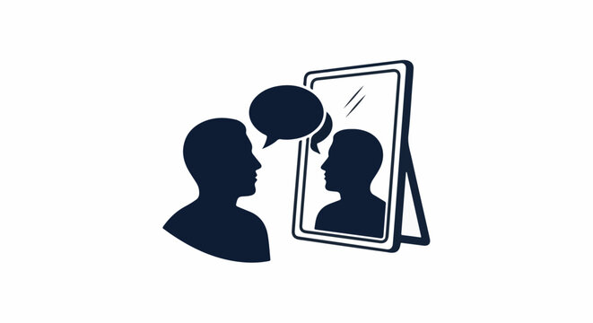 Silhouette of a person talking to their reflection in a mirror