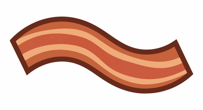 A wavy strip of bacon with alternating brown and tan lines