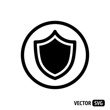 Black Shield Icon Inside Circle - Protection Concept