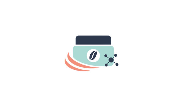 Coffee Bean Extract Cosmetic Jar with Molecular Structure.