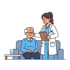 Fototapeta premium Elderly Man and Doctor Consultation - Healthcare Illustration