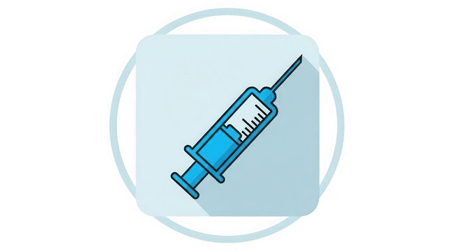 Medical syringe icon for healthcare and vaccination design isolated on transparent background