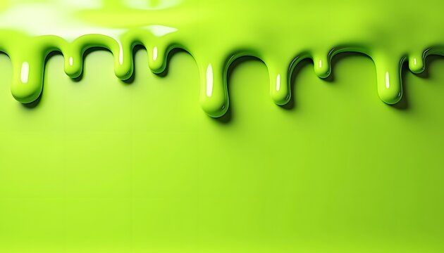 Green paint dripping neon liquid effect background with glossy 3D textures and vibrant glow for modern design banners