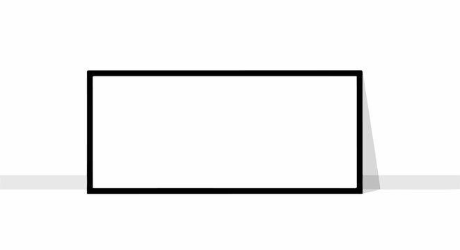 A simple rectangular outline with a subtle grey shadow casts a shadow
