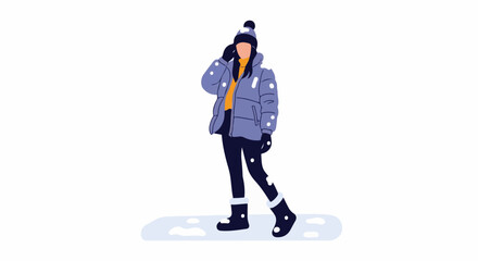 Fototapeta premium Person in winter attire with snow falling around them