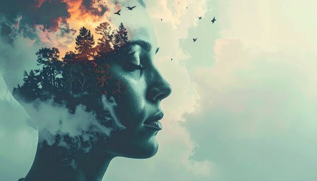 Introspective Portrait - A Mindscape of Nature and Inner Turmoil.