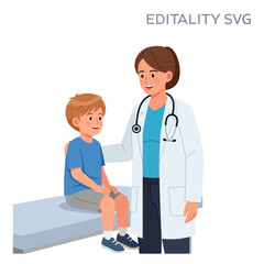 Fototapeta premium Pediatrician reassuring child patient, medical exam illustration