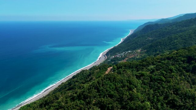 Aerial view of the sea coast in Taitung , Taiwan