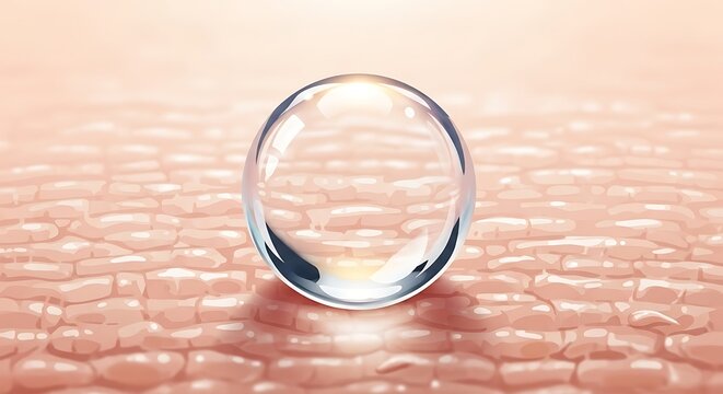 Clear Glass Sphere Resting on Pink Textured Surface