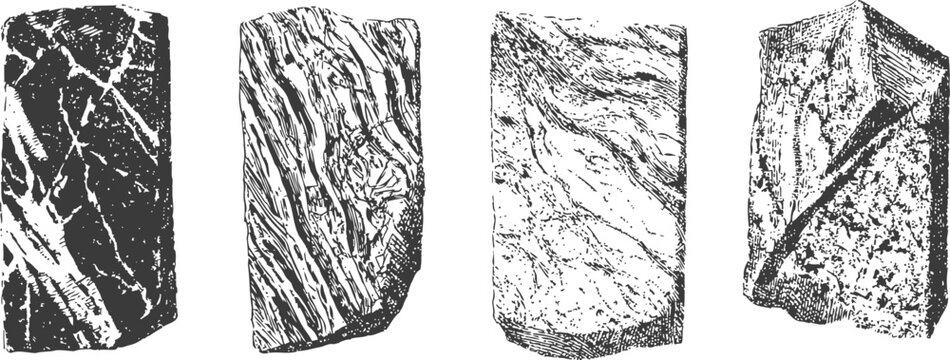 marble texture set black and white marble stone slabs with natural veins and patterns engraved vector illustration