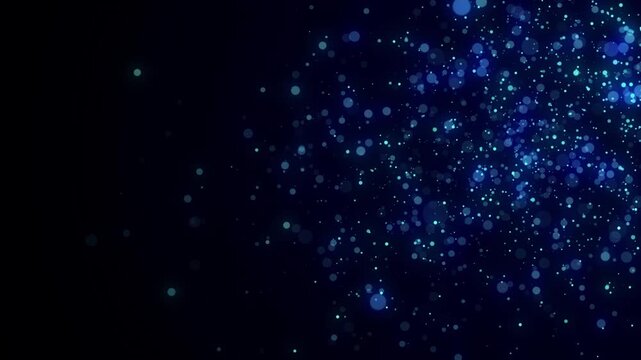 Blue dust particles with bokeh effect. Abstract background of particles. Cosmic galaxy illustration. 3d rendering.