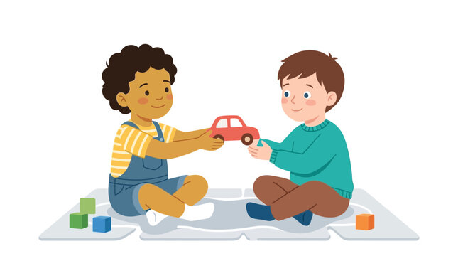Kids Sharing Toy Car