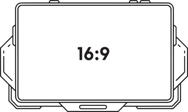 Black and white of a widescreen monitor 16:9 aspect ratio