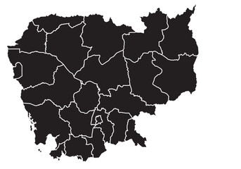 Obraz premium map of combodia, black, silhouette