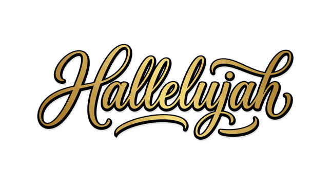 Hallelujah script lettering, gold color