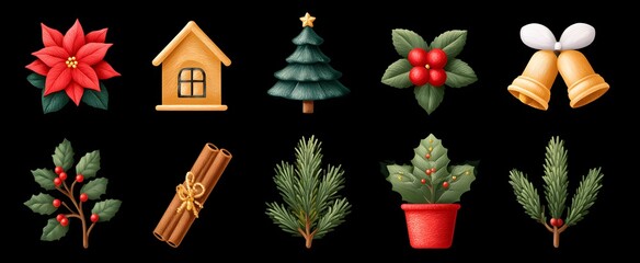 Obraz premium The christmas icon set evokes warmth joy and festive cherished holiday memories.