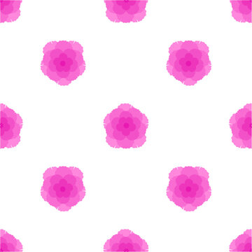 Vector seamless pattern with isolated icon of carnation on white background. Beautiful flower with pink button. Сlove pink is designed in flat minimalist style with simplified shapes
