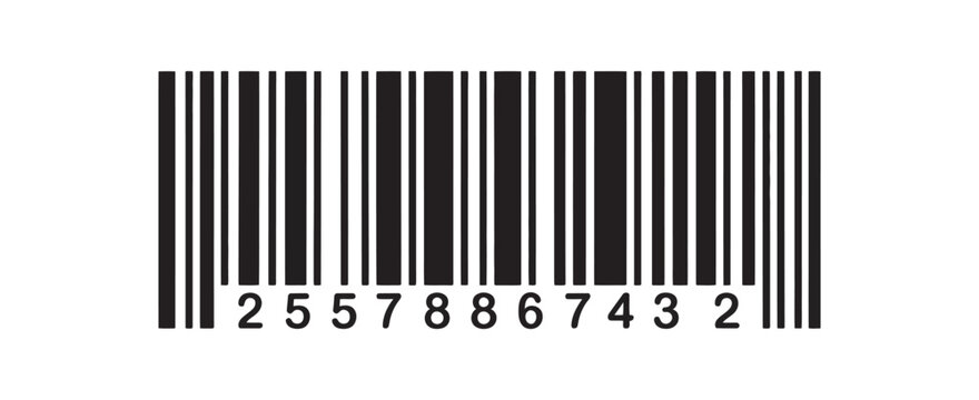 Barcode vector illustration isolated on transparent background, simple product barcode icon, scratched fake barcode symbol, retail selling scan graphic element.