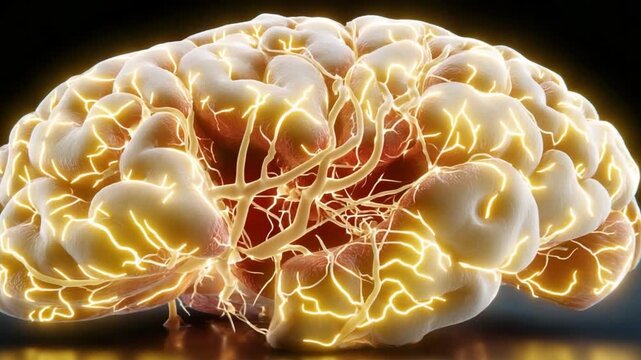 Unveiling the Cerebral Cortex: A detailed depiction of a human brain showcases the intricate network of neural pathways.