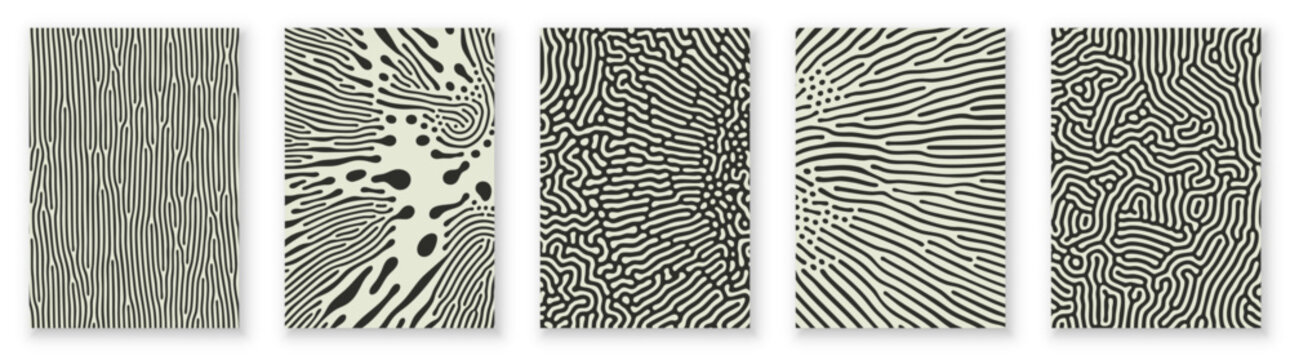 Backgrounds with organic pattern of abstract groovy psychedelic splash flow lines. Vector organic pattern backgrounds with wavy lines of diffusion reaction