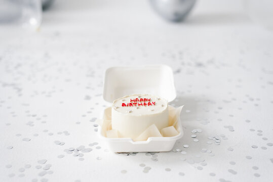 Bento Cake Festive Dessert With Silver Confetti