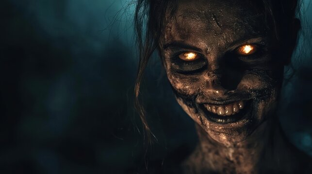 Creepy portrait with glowing eyes