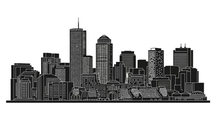 Fototapeta premium Boston City Skyline Silhouette Vector Illustration