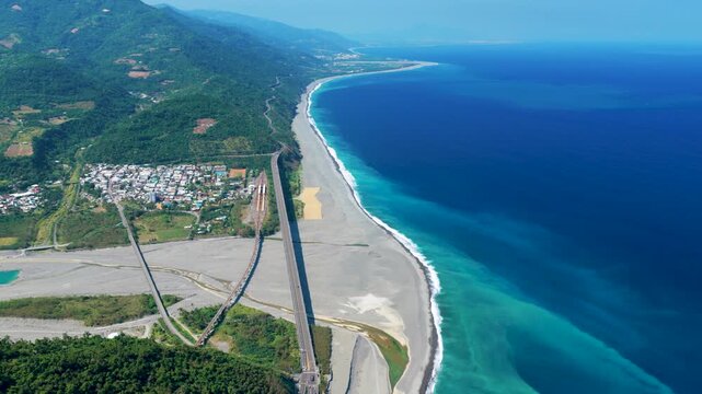 Aerial view of the sea coast in Taitung , Taiwan