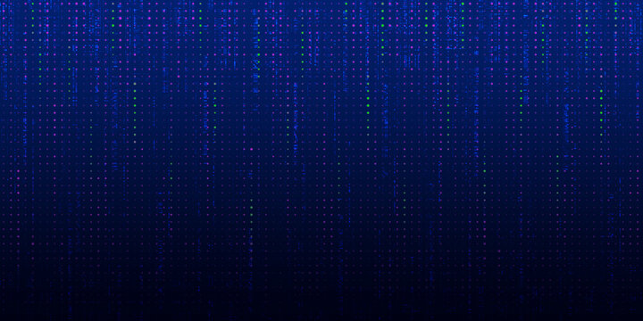 Blue background with digital glitch lines and code matrix patterns, modern futuristic technology themes, cybersecurity graphics, data stream overlays, abstract futuristic designs.
