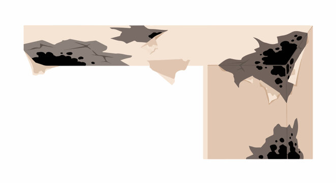 Abstract depiction of crumbling walls with dark moldy patches and peeling surfaces
