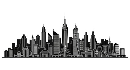 Fototapeta premium Modern City Skyline Silhouette Vector Illustration