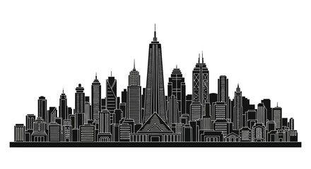 Obraz premium Black City Skyline Silhouette Vector Illustration