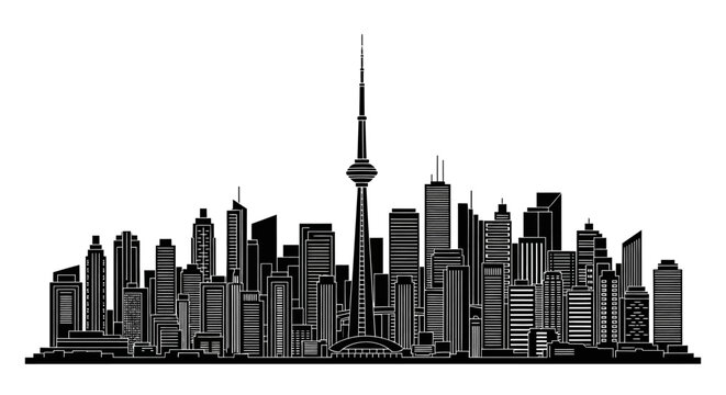 Toronto City Skyline Silhouette with CN Tower