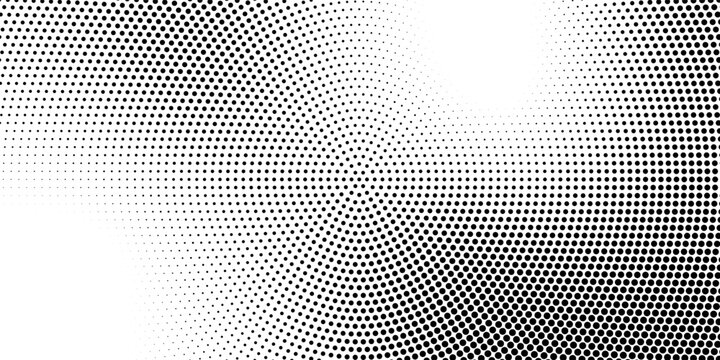 Grunge halftone dot pattern vector background in black and white colors. Modern background for business cards, posters, sites, covers, postcards, labels mockup. Pop Art Design. Vector illustration.