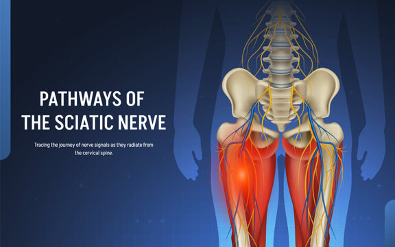 Sciatic Nerve Pathways Medical Illustration