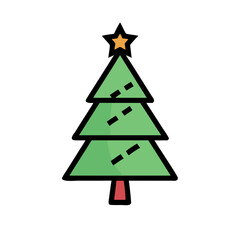 Fototapeta premium Simple green christmas tree with star top vector illustration Vector