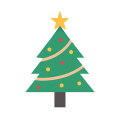 Fototapeta premium Decorative christmas tree with star and ornaments Vector