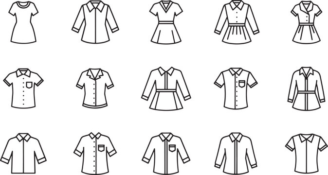 Black and white of men's dress shirts fashion clothing
