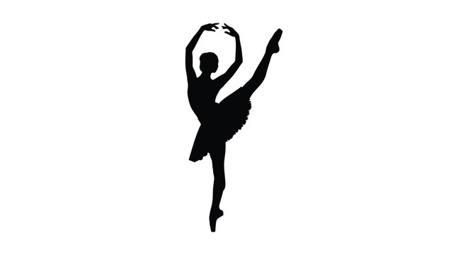 Ballerina in arabesque pose black silhouette high quality